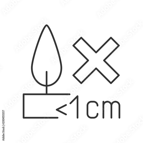 Burning candles correctly linear manual label icon. Fire hazard. Thin line customizable illustration. Contour symbol. Vector isolated outline drawing for product use instructions. Editable stroke