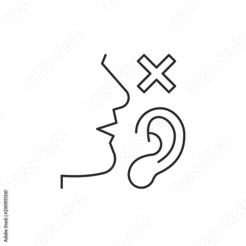 Language disabilities linear icon. Physiological barriers to communication. Sensory dysfunction. Thin line customizable illustration. Contour symbol. Vector isolated outline drawing. Editable stroke