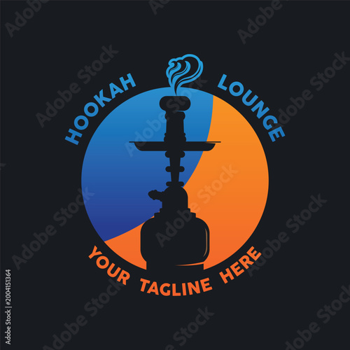 Hookah logo vector. Vintage shisha bar logo vector icon design.