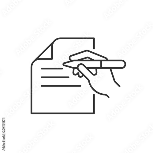 Written communication linear icon. Writing letters. Correct grammar, spelling. Capture attention. Thin line customizable illustration. Contour symbol. Vector isolated outline drawing. Editable stroke