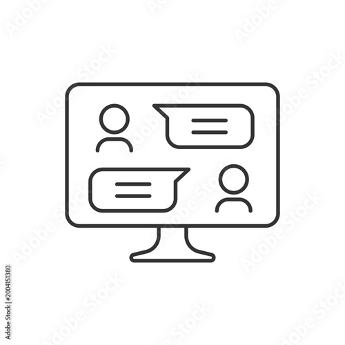 Digital communication channels linear icon. Electronic messages exchanging. Discussion forums. Thin line customizable illustration. Contour symbol. Vector isolated outline drawing. Editable stroke