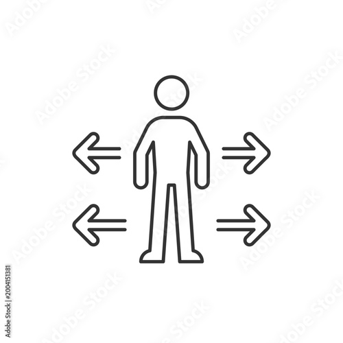 Personal space linear icon. Interpersonal distance between people. Keeping comfortable zone. Thin line customizable illustration. Contour symbol. Vector isolated outline drawing. Editable stroke