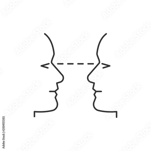 Eye contact linear icon. Nonverbal communication. Building connection with listener, speaker. Thin line customizable illustration. Contour symbol. Vector isolated outline drawing. Editable stroke