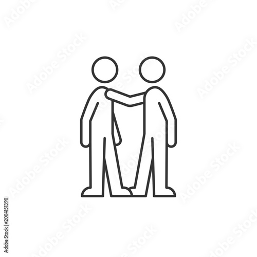 Haptic communication linear icon. Personal touch. Convey intimate emotions. Nonverbal channel. Thin line customizable illustration. Contour symbol. Vector isolated outline drawing. Editable stroke