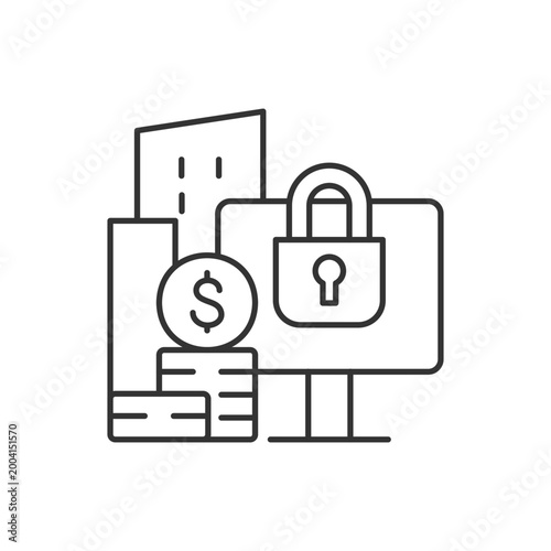 Material nonpublic information linear icon. Security trading. Cybersecurity risks prevention. Thin line customizable illustration. Contour symbol. Vector isolated outline drawing. Editable stroke