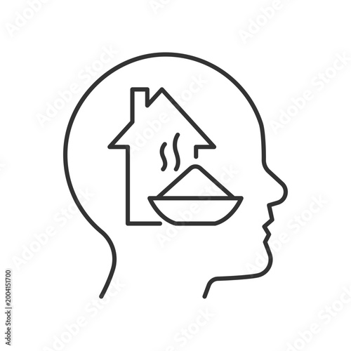 Physiological motivation linear icon. Satisfy basic human needs. Hunger, tiredness. Thin line customizable illustration. Contour symbol. Vector isolated outline drawing. Editable stroke