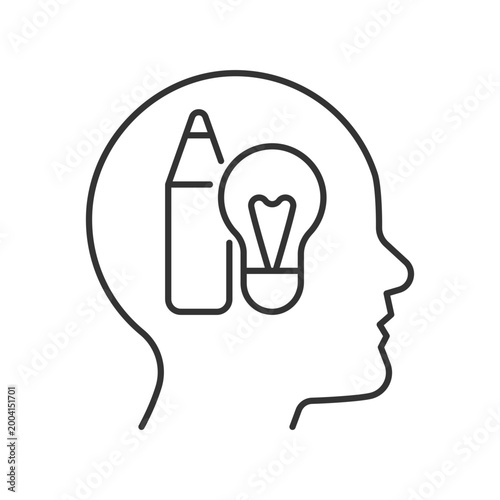 Creative motivation linear icon. Express oneself. Innovative and productive employees. Thin line customizable illustration. Contour symbol. Vector isolated outline drawing. Editable stroke