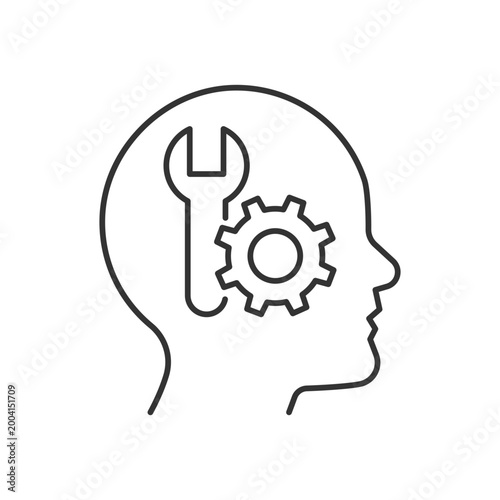 Competence motivation linear icon. Learning new techniques. Maintain and develop expertise. Thin line customizable illustration. Contour symbol. Vector isolated outline drawing. Editable stroke