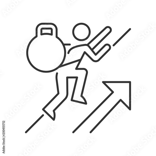 Persistence linear icon. Voluntary activity despite difficulties and obstacles. Achieve goal. Thin line customizable illustration. Contour symbol. Vector isolated outline drawing. Editable stroke
