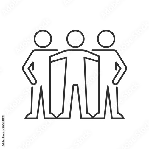 Affiliate motivation linear icon. Desire to belong to group. Achieve work goal with coworkers. Thin line customizable illustration. Contour symbol. Vector isolated outline drawing. Editable stroke