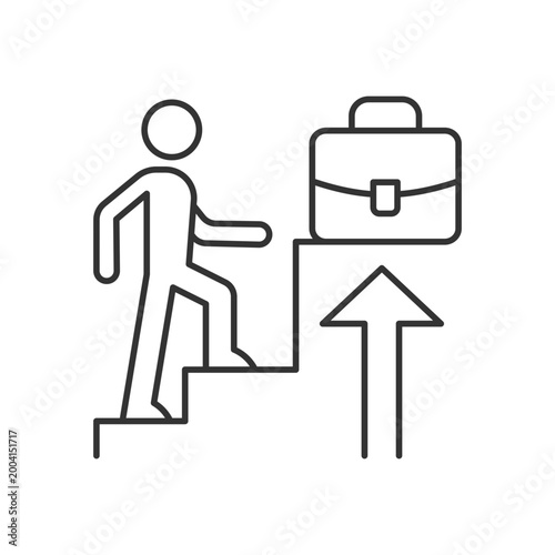 Promotion linear icon. Career raise. Worker advancement. Competition and award. Thin line customizable illustration. Contour symbol. Vector isolated outline drawing. Editable stroke