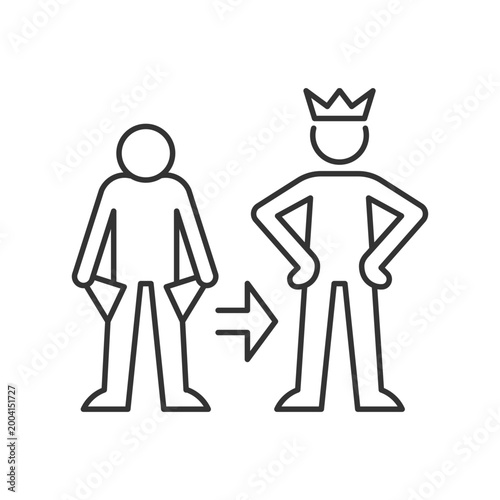 Change motivation linear icon. Transformation. Improve life. Intrinsic force to change self. Thin line customizable illustration. Contour symbol. Vector isolated outline drawing. Editable stroke