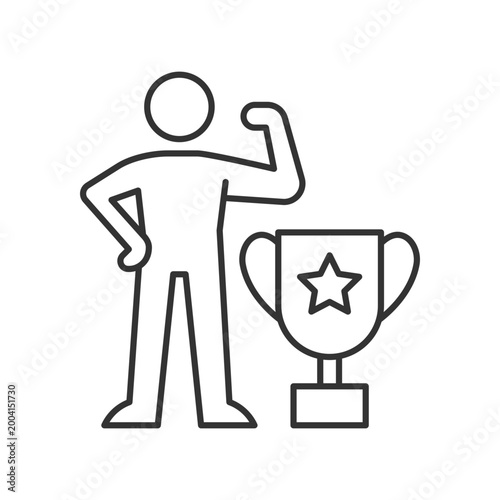 Power-based motivation linear icon. Desire for prestige. Impact people. Leadership skills. Thin line customizable illustration. Contour symbol. Vector isolated outline drawing. Editable stroke