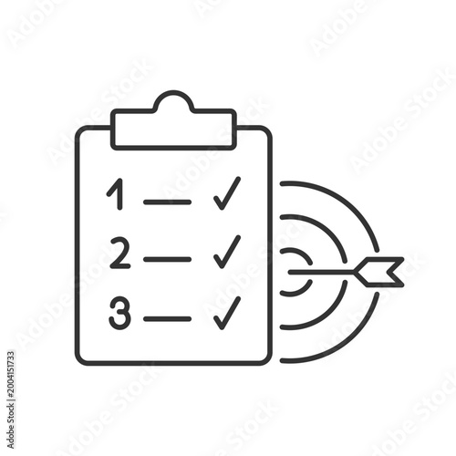Clear goals linear icon. Reach goal step by step within timeline. Aim accomplishment. Thin line customizable illustration. Contour symbol. Vector isolated outline drawing. Editable stroke