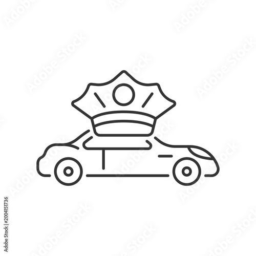 Chauffeur hire linear icon. Personal driver. Driving passenger vehicle. Operating luxury cars. Thin line customizable illustration. Contour symbol. Vector isolated outline drawing. Editable stroke