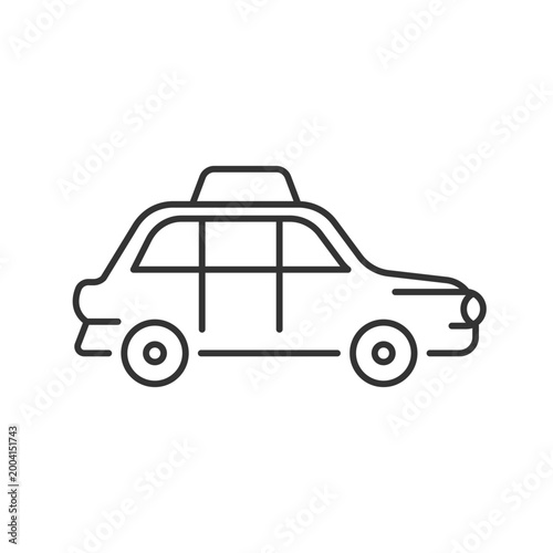 London cab linear icon. Hackney carriage. Minicab service. Public transportation. Black cab. Thin line customizable illustration. Contour symbol. Vector isolated outline drawing. Editable stroke