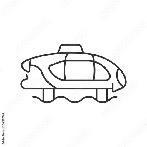 Electric water taxi linear icon. Innovative zero-emission design. Marine vessel. Hydrofoil boat. Thin line customizable illustration. Contour symbol. Vector isolated outline drawing. Editable stroke