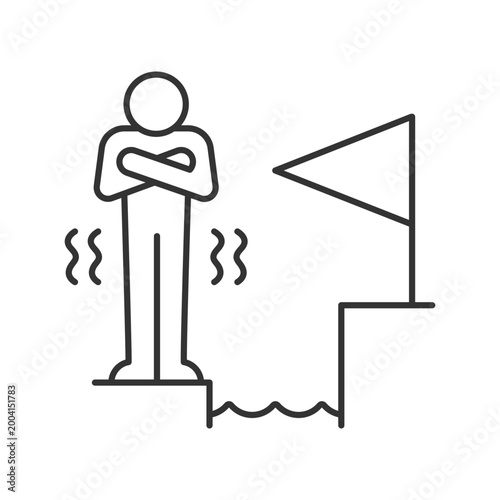 Fear of failure linear icon. Fear is motivator. Gain success no matter what. Intrinsic force. Thin line customizable illustration. Contour symbol. Vector isolated outline drawing. Editable stroke