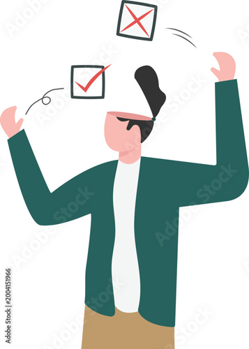 Professional juggling check and cross icons