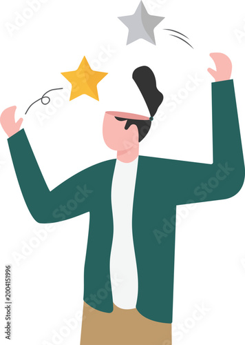 Professional juggling star and crescent icons