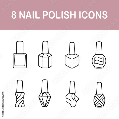8 Minimalist Nail Polish Bottle Outline Icons