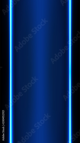 Two bright blue neon vertical laser lines with a soft glow on a dark gradient background for technology concepts
