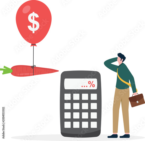 Stressed man with calculator and food inflation