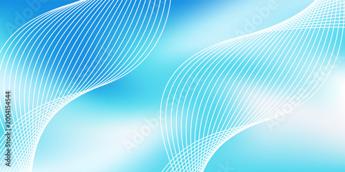Foto Smooth white waves glide across soft blue gradient