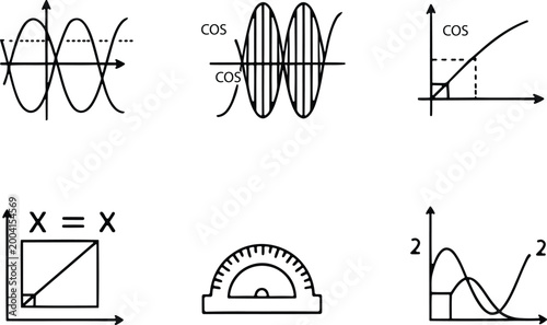 Tableau sur toile Mathematical functions and graphs a collection of visual representations for ana