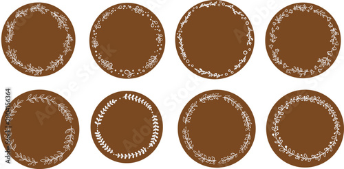 Elegant doodle Botanical Frames Wreath for Autumn and Wedding Invitations.