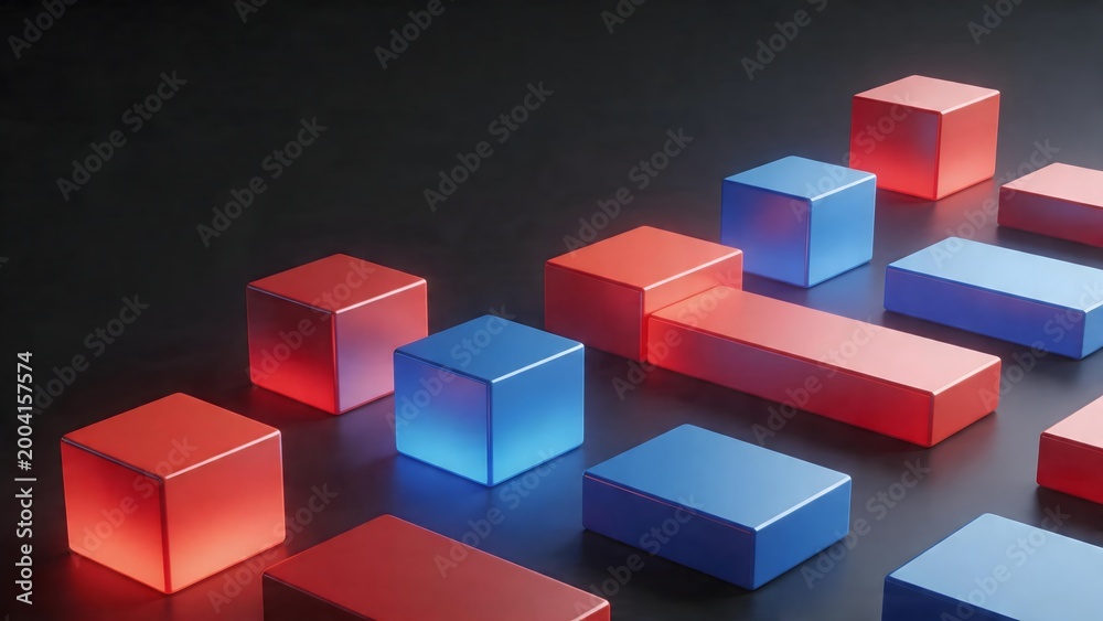 Obraz premium Colorful glowing cubes and blocks