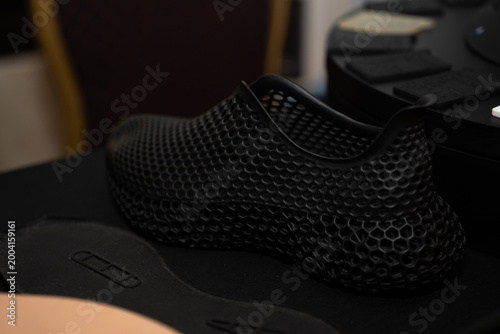 Fotografie Totally 3D printed black shoes