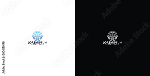 Cuadro en lienzo creative digital brain logo design template logo design