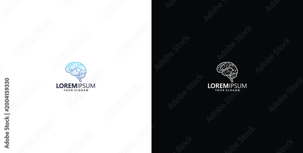 Fototapeta premium creative digital brain logo design template logo design
