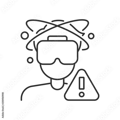 Can cause loss of balance linear manual label icon. Thin line customizable illustration. Contour symbol. Vector isolated outline drawing for product use instructions. Editable stroke