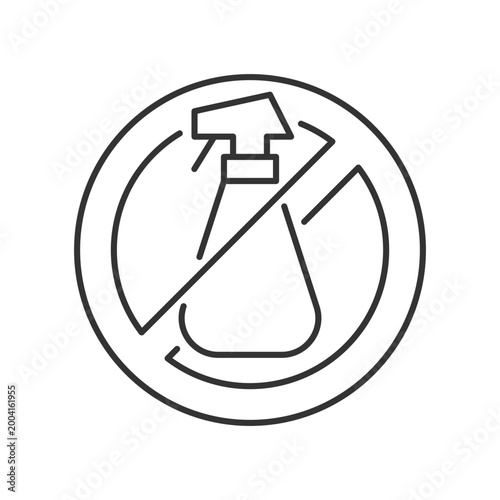 Do not use cleaning agents linear manual label icon. Thin line customizable illustration. Contour symbol. Vector isolated outline drawing for product use instructions. Editable stroke