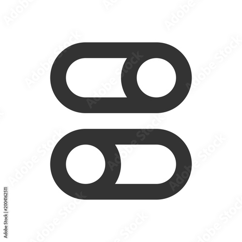 Switch on and off buttons pixel perfect linear ui icon. Changing settings. Shifting. GUI, UX design. Outline isolated user interface element for app and web. Editable stroke. Arial font used