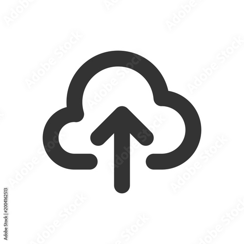 Upload to cloud pixel perfect linear ui icon. Large files storage. Loading process. GUI, UX design. Outline isolated user interface element for app and web. Editable stroke. Arial font used