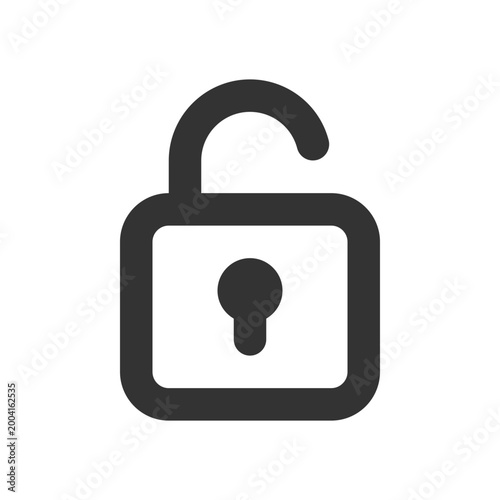 Unlocked padlock pixel perfect linear ui icon. Security setting. Folder access control. GUI, UX design. Outline isolated user interface element for app and web. Editable stroke. Arial font used