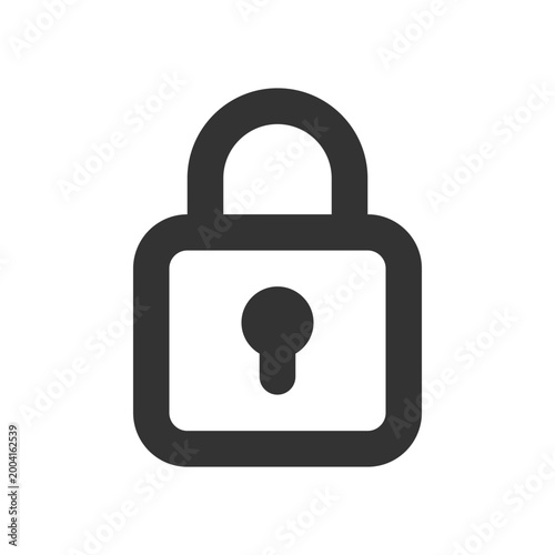 Locked padlock pixel perfect linear ui icon. Restrict access. Security settings. Encryption. GUI, UX design. Outline isolated user interface element for app and web. Editable stroke. Arial font used