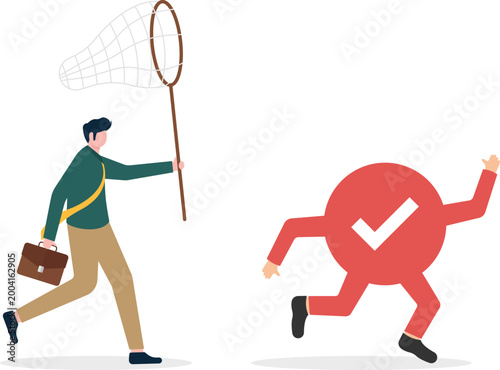 Professional with net chasing flying check mark