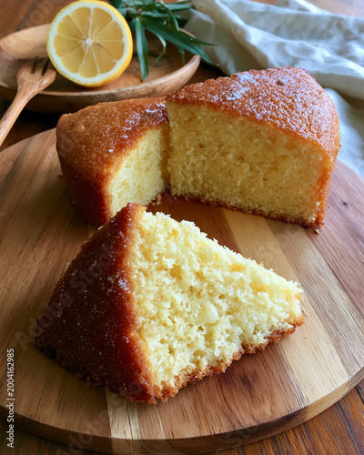 Homemade Buttermilk Cake Dessert on Rustic Kitchen Table