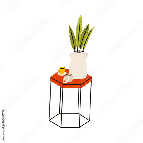 Coffee table with plant