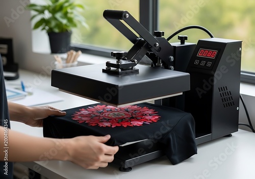 Black shirt floral transfer black t-shirt heat press