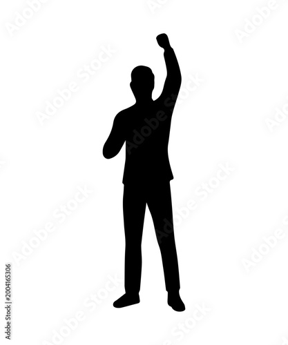 Man silhouette celebrating victory success