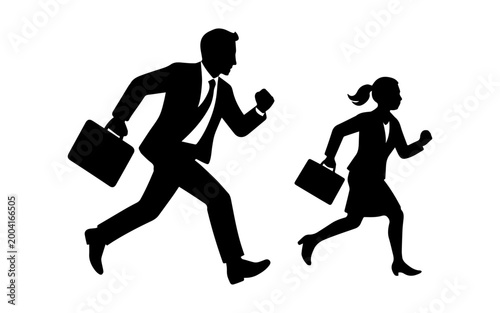 Business people running in competition career race