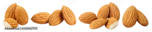 Panel kuchenny z motywem Set of delicious natural almonds, isolated on cutout transparent background