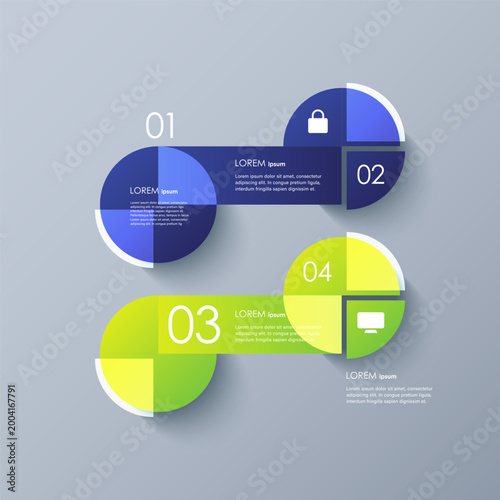 Modern abstract infographic design template. 4 step process vector layout for data visualization.