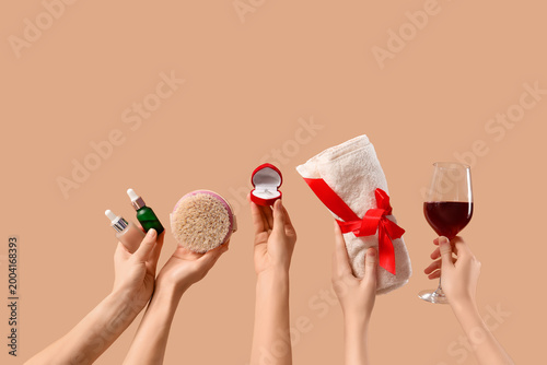 Female hands with spa suppl...