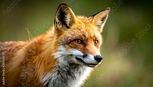 Close-up portrait of a vibrant fox in soft focus